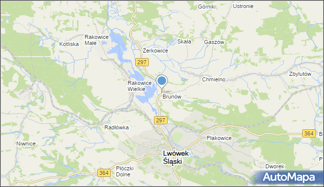 mapa Brunów, Brunów gmina Lwówek Śląski na mapie Targeo